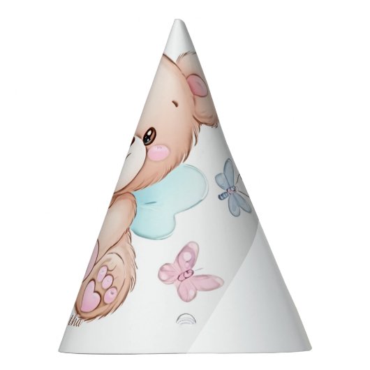 クマと蝶のパーソナライズされたパーティー帽子 パーティーハット (右)