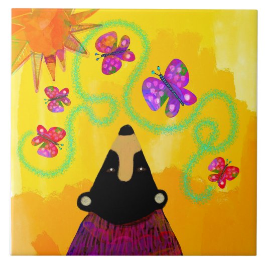 クマと蝶の三徳 タイル (正面)