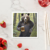 クマと誕生日ビール スタンダードカクテルナプキン (インサイチュ)