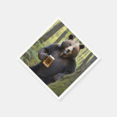 クマと誕生日ビール スタンダードカクテルナプキン (角)