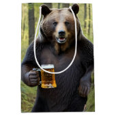 クマと誕生日ビール ミディアムペーパーバッグ (正面)