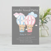 クマと風船の性別発表パーティー招待状 招待状 (スタンド正面)