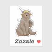 クマと魚釣り魚釣り棒 シール (シート)