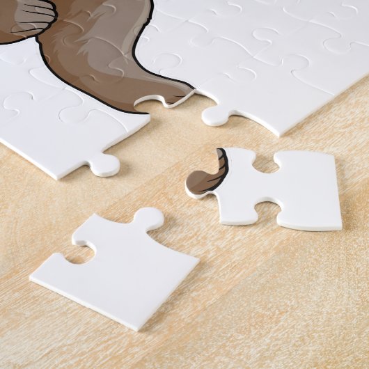 クマと魚釣り魚釣り棒 ジグソーパズル (側面)