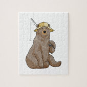 クマと魚釣り魚釣り棒 ジグソーパズル (縦)