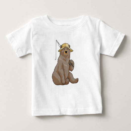 クマと魚釣り魚釣り棒 ベビーTシャツ (正面)