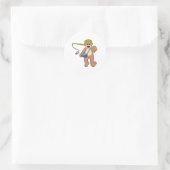 クマと魚釣り魚釣り棒 ラウンドシール (バッグ)