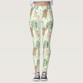 クマと鹿の木地模様 レギンス (正面)