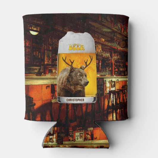 クマと鹿の角ビアマグパブオーナークールおもしろい 缶クーラー (裏面)