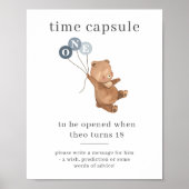 クマと3つの青いバルーン時間カプセルポスター ポスター (正面)