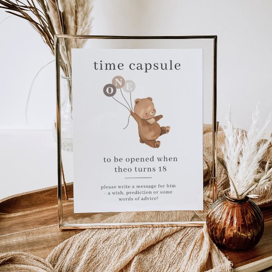 クマと3ブラウンバルーン時間カプセルポスター ポスター