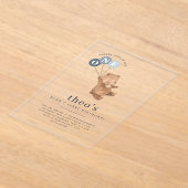 クマと3ブルーバルーン1st誕生日招待状 アクリル招待状 (レイダウン)