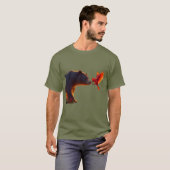 クマと(鳥)ショウジョウコウカンチョウ Tシャツ (正面フル)