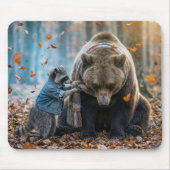 クマにスカーフを結ぶラクダ マウスパッド (正面)