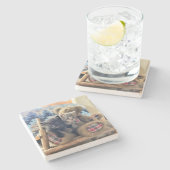 クマに近づかないかわいい子猫たち – マーリンとギニー –  ストーンコースター (横)