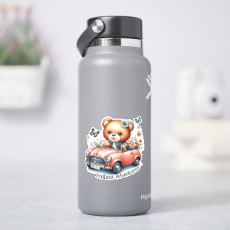 クマのぬいぐるみがコンバーチブルを運転する シール