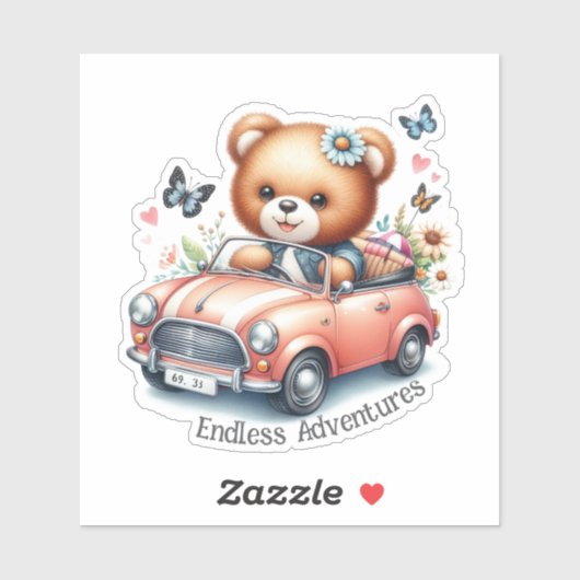 クマのぬいぐるみがコンバーチブルを運転する シール (シート)
