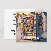 クマのぬいぐるみが入った自動販売機 招待状 (正面/裏面)