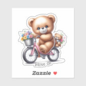 クマのぬいぐるみが自転車に乗っている シール (シート)