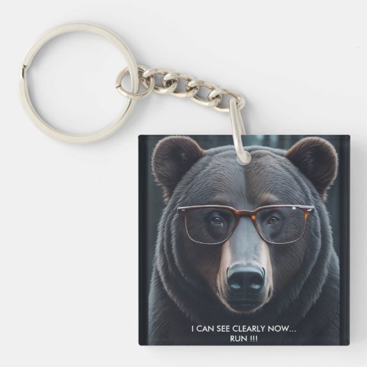 クマのぬいぐるみ I CAN SEE CLEARLY NOW キーホルダー (正面)