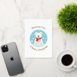 クマのようなクリスマスをお祈り 箔グリーティングカード