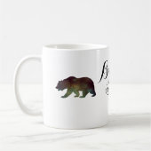 クマのように勇敢なウォーターカラータイポグラフィー コーヒーマグカップ (左)