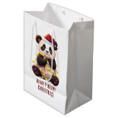 クマのように楽しいクリスマス！遊び心あふれるパンダのギフトバッグ ミディアムペーパーバッグ (正面アングル)