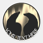 クマのアートステッカー オーロラ 北極クマステッカー ラウンドシール (正面)