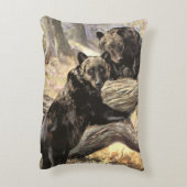 クマのイラスト by CE Swan, ヴィンテージの森林動物 アクセントクッション (裏面(縦))