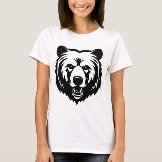 クマのイラストTシャツ - アーティスティックな野生動物のグラフィックT Tシャツ (正面)
