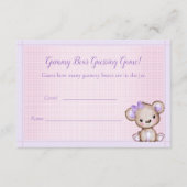 クマのカウント赤ちゃんシャワーかわいい紫のクマのゲーム エンクロージャーカード (正面)