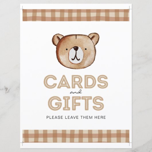クマのカードとギフトのサイン (正面)