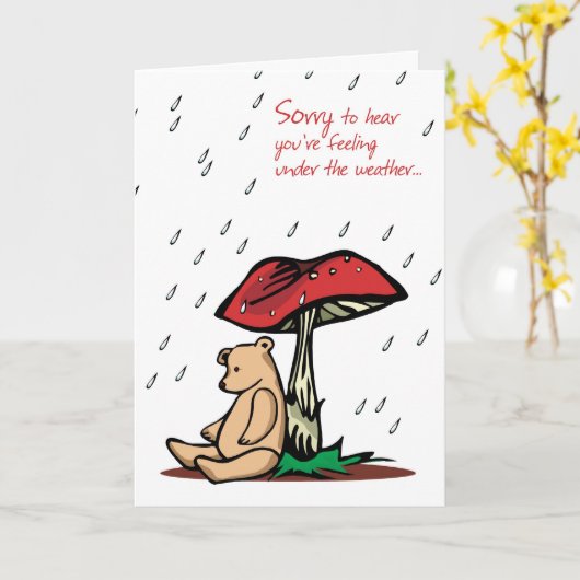 クマのキノコが元気になる カード (黄色い花)