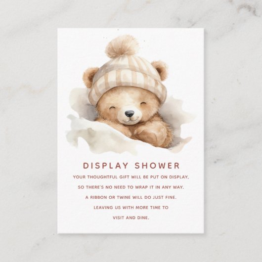 クマのギフト表示シャワーを嗅ぎ上げる エンクロージャーカード (正面)