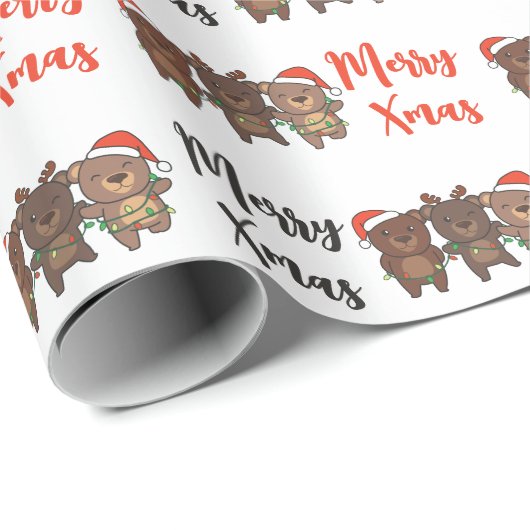 クマのクリスマスの動物かわいいクマのラップ ラッピングペーパー (ロールコーナー)