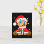 クマのクリスマス照明サンタコスチュームベーククリスマス カード (黄色い花)