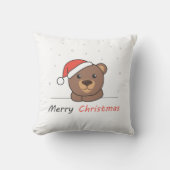 クマのクリスマス雪の冬の動物 クッション (正面)