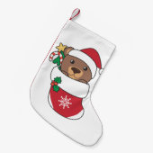 クマのクリスマス雪の冬の動物 スモールクリスマスストッキング (正面 (吊り時))