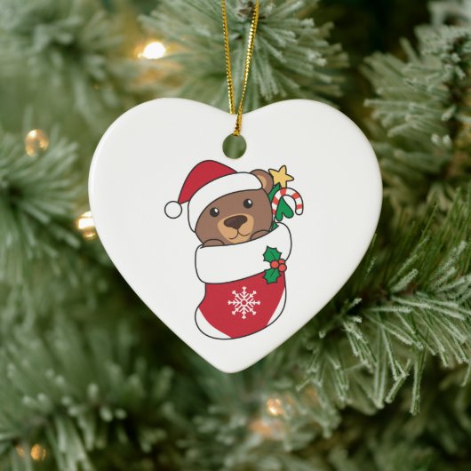 クマのクリスマス雪の冬の動物 セラミックオーナメント (ツリー)