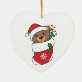 クマのクリスマス雪の冬の動物 セラミックオーナメント (正面)