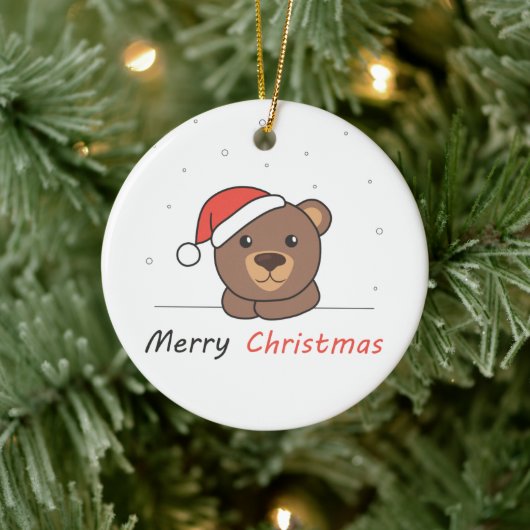 クマのクリスマス雪の冬の動物 セラミックオーナメント (ツリー)