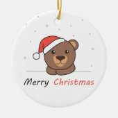 クマのクリスマス雪の冬の動物 セラミックオーナメント (正面)
