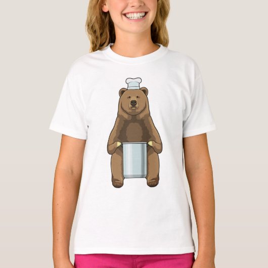 クマのコックと鍋 Tシャツ (正面)