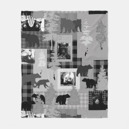 クマのコラージュ フリースブランケット