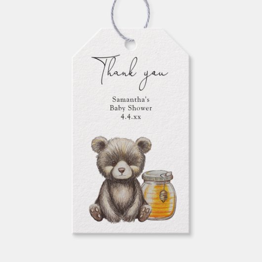 クマのサンクスベイビーシャワー ギフトタグ (正面)