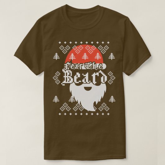 クマのサンタクロースひげのクリスマスジョークを恐れる2 Tシャツ (デザイン正面)