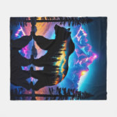 クマのシルエット(自然景観) フリースブランケット (正面(横))