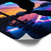 クマのシルエット(自然景観) ポスター (角)