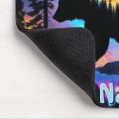 クマのシルエット(自然景観) マウスパッド (コーナー)