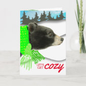 クマのスカーフ編み物クロシェ手作りクリスマスホール シーズンカード (正面)